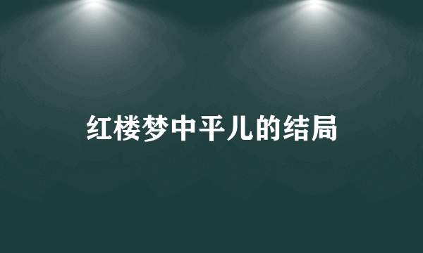 红楼梦中平儿的结局