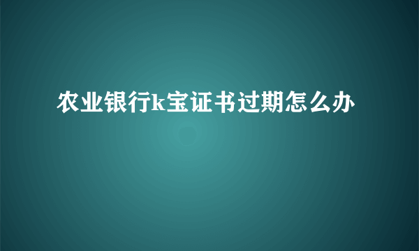 农业银行k宝证书过期怎么办