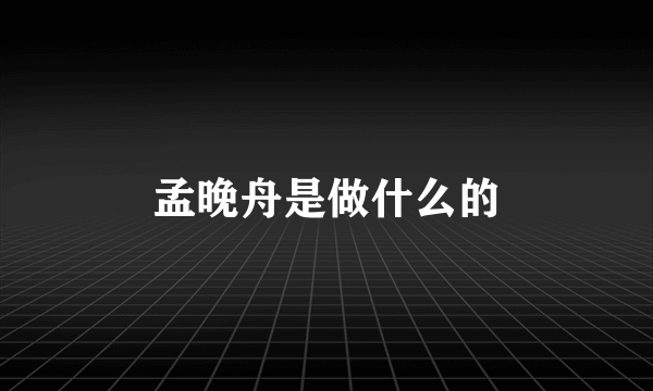 孟晚舟是做什么的