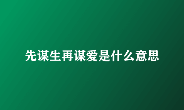 先谋生再谋爱是什么意思