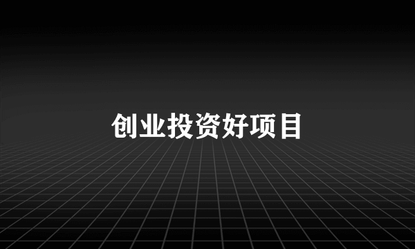 创业投资好项目