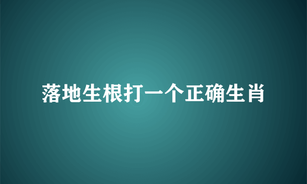 落地生根打一个正确生肖