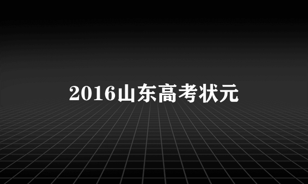 2016山东高考状元