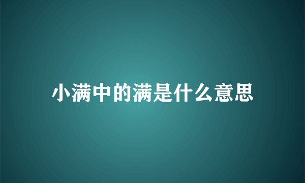 小满中的满是什么意思