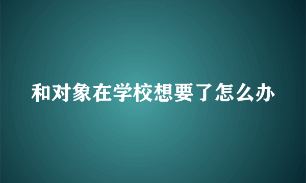 和对象在学校想要了怎么办