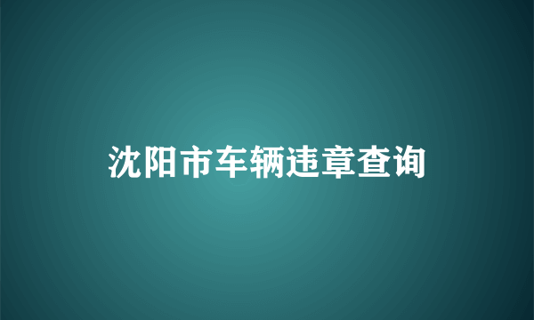 沈阳市车辆违章查询