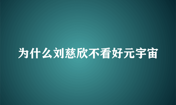 为什么刘慈欣不看好元宇宙