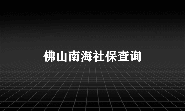 佛山南海社保查询