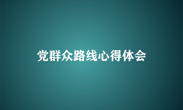 党群众路线心得体会