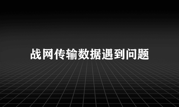 战网传输数据遇到问题