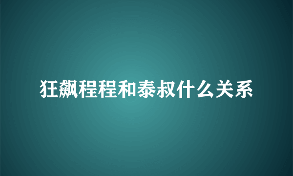 狂飙程程和泰叔什么关系