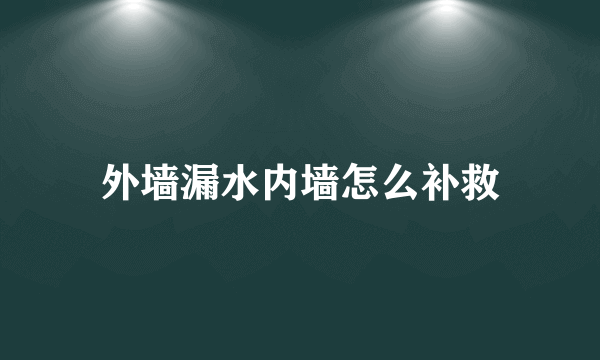 外墙漏水内墙怎么补救