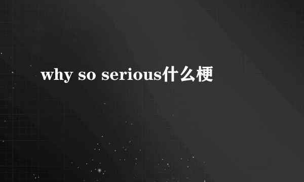 why so serious什么梗