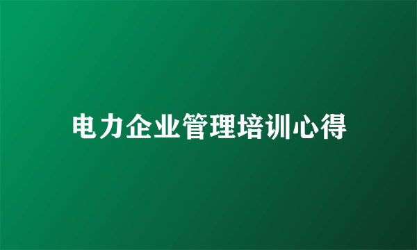 电力企业管理培训心得