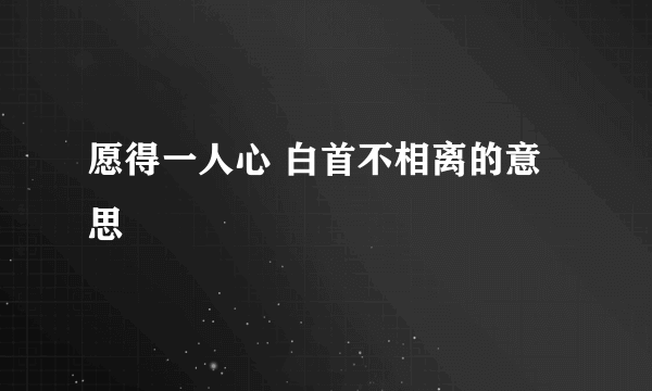 愿得一人心 白首不相离的意思