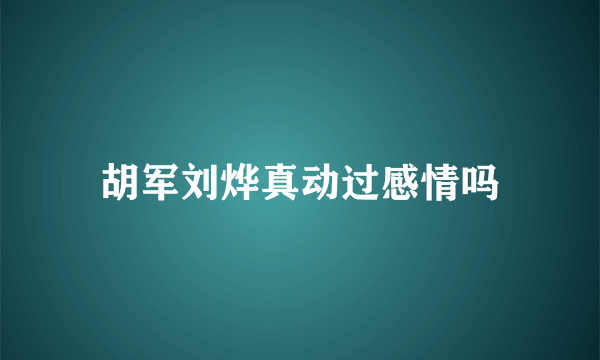 胡军刘烨真动过感情吗