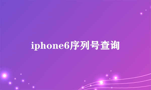 iphone6序列号查询