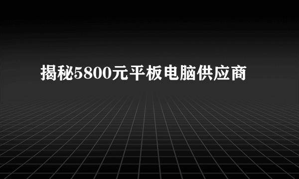 揭秘5800元平板电脑供应商