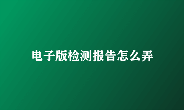 电子版检测报告怎么弄