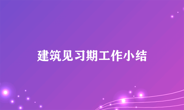 建筑见习期工作小结