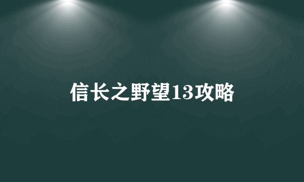 信长之野望13攻略