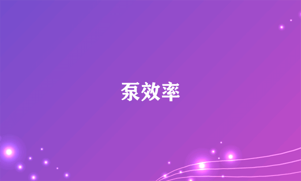 泵效率