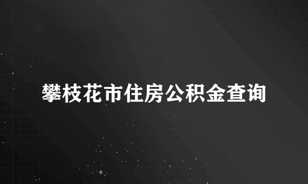 攀枝花市住房公积金查询