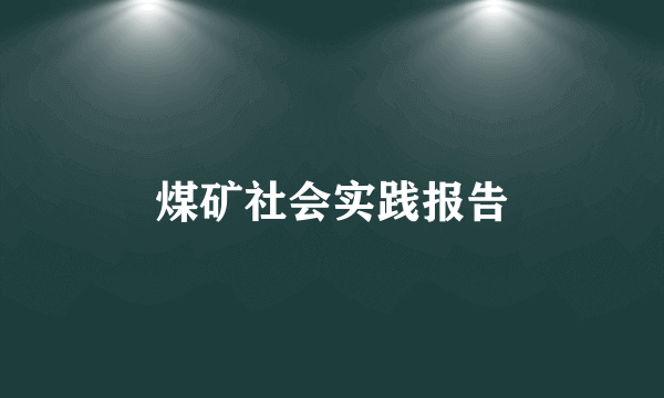 煤矿社会实践报告