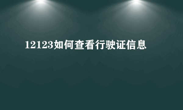 12123如何查看行驶证信息