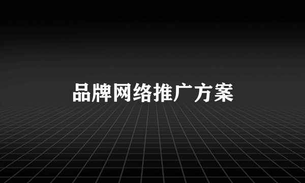 品牌网络推广方案