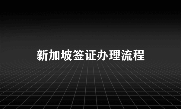 新加坡签证办理流程