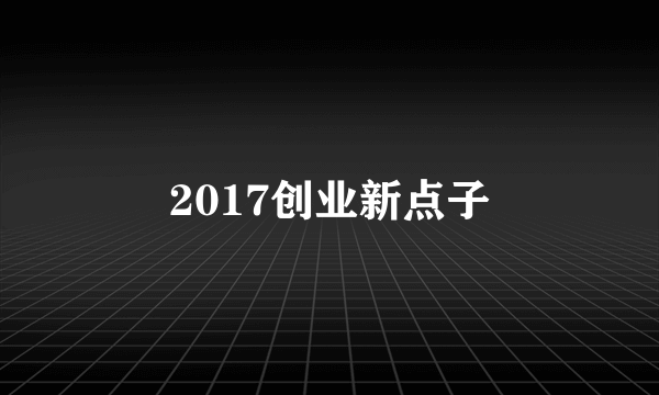 2017创业新点子