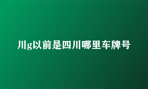 川g以前是四川哪里车牌号