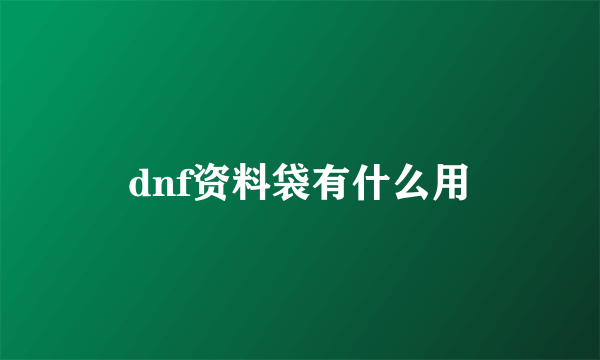 dnf资料袋有什么用