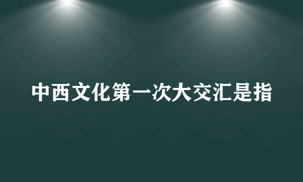 中西文化第一次大交汇是指