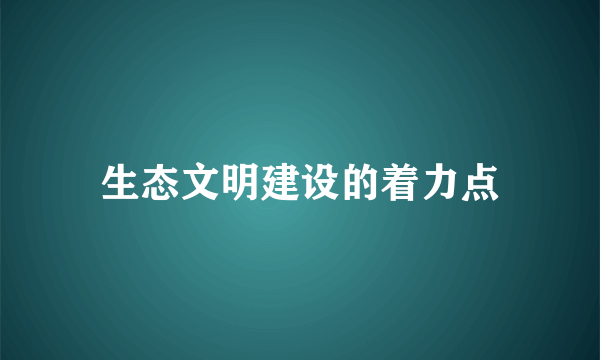 生态文明建设的着力点