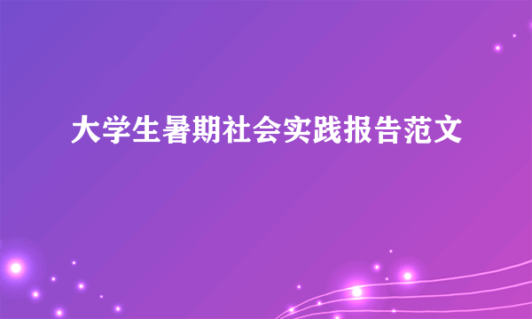 大学生暑期社会实践报告范文