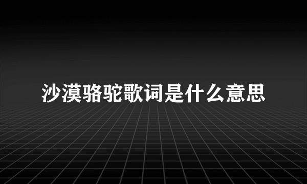 沙漠骆驼歌词是什么意思