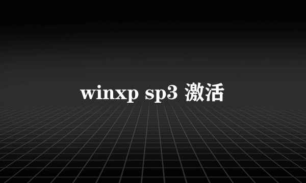 winxp sp3 激活