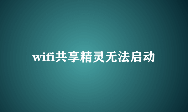 wifi共享精灵无法启动