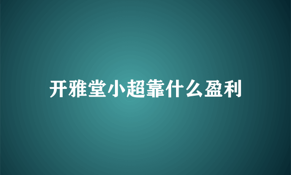 开雅堂小超靠什么盈利