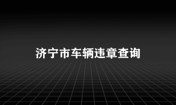 济宁市车辆违章查询