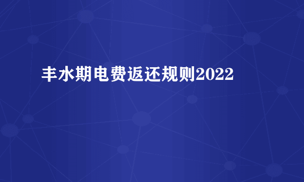 丰水期电费返还规则2022