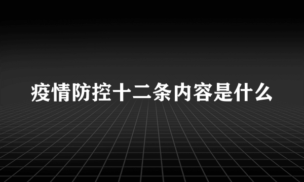 疫情防控十二条内容是什么