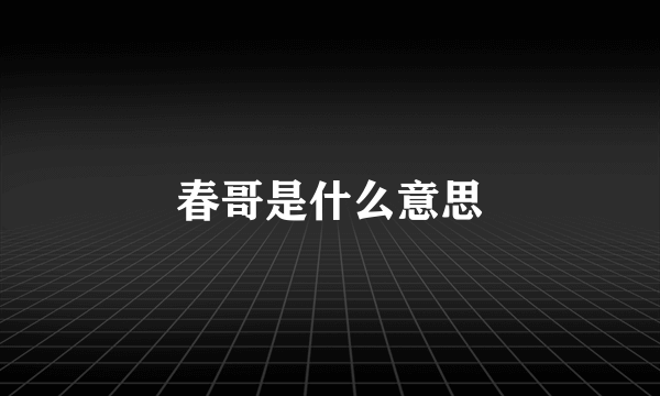 春哥是什么意思