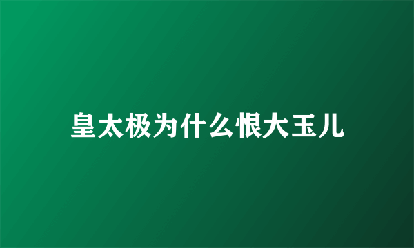 皇太极为什么恨大玉儿