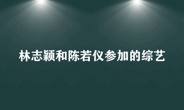 林志颖和陈若仪参加的综艺