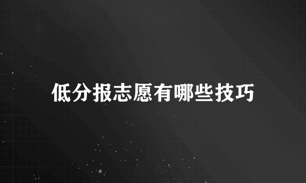 低分报志愿有哪些技巧