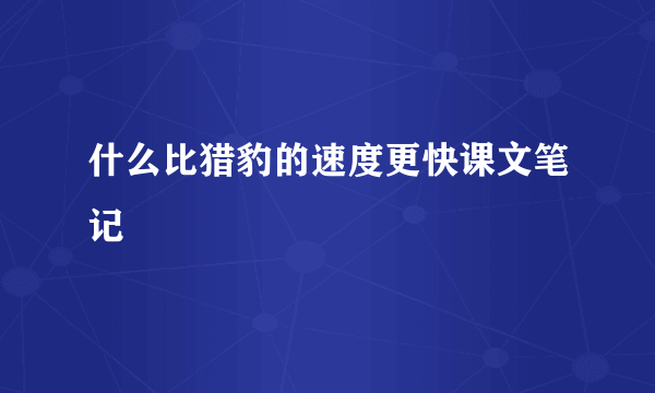 什么比猎豹的速度更快课文笔记