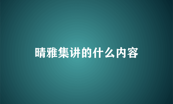 晴雅集讲的什么内容